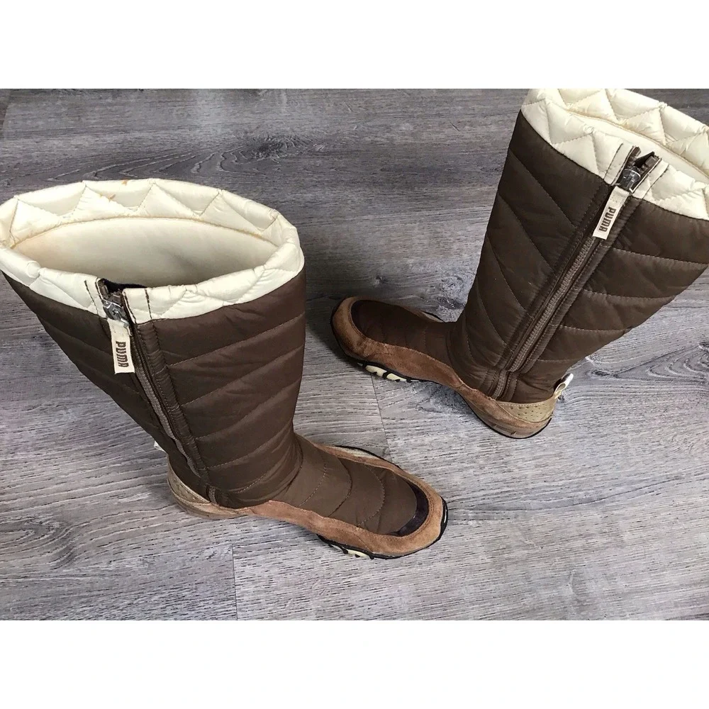 Women's Size 8 Vintage Puma Boots Brown Suede / Puffer Boots Y2k #300697 03